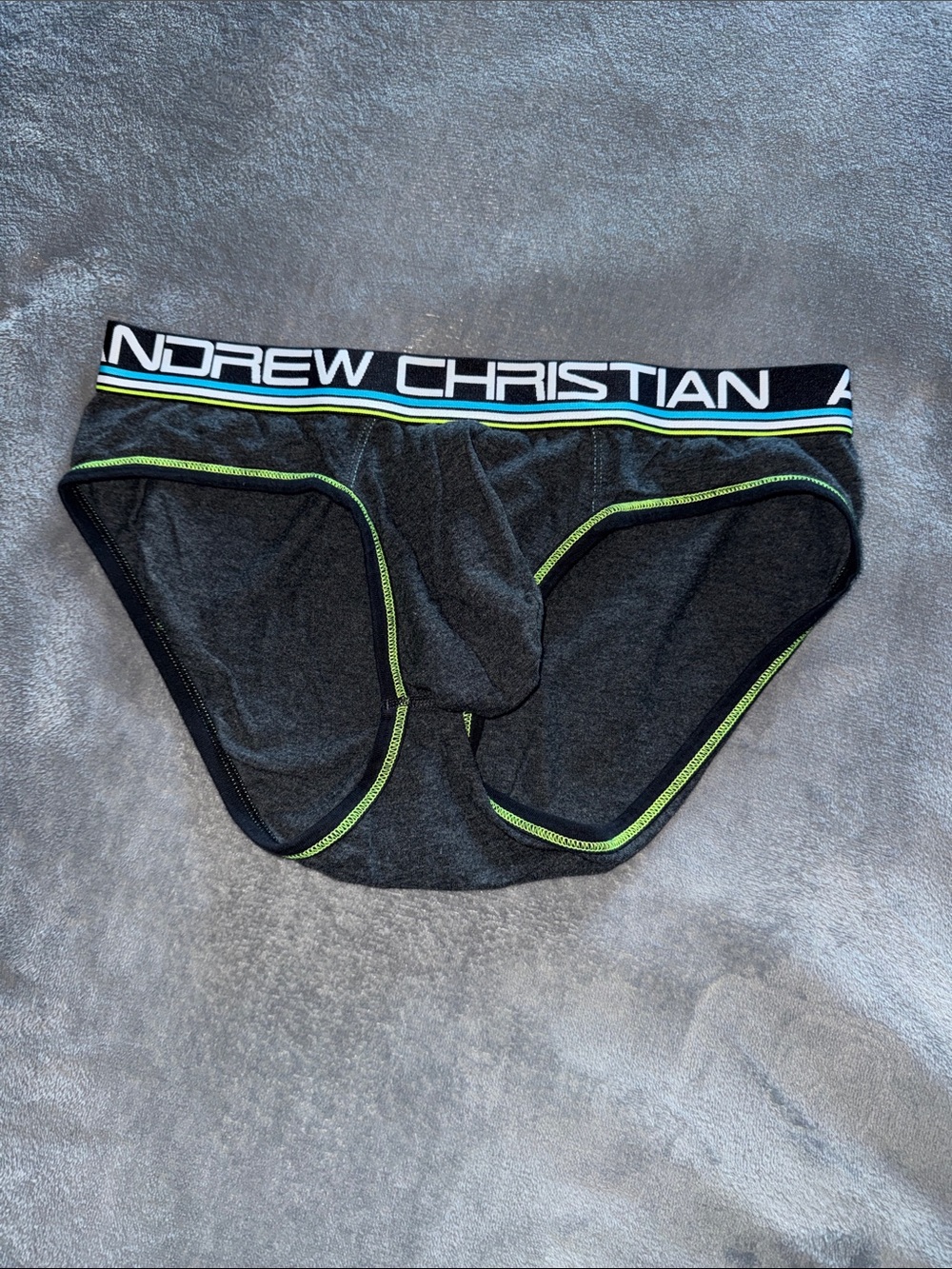 Andrew Christian Charcoal Briefs with Lime Accents